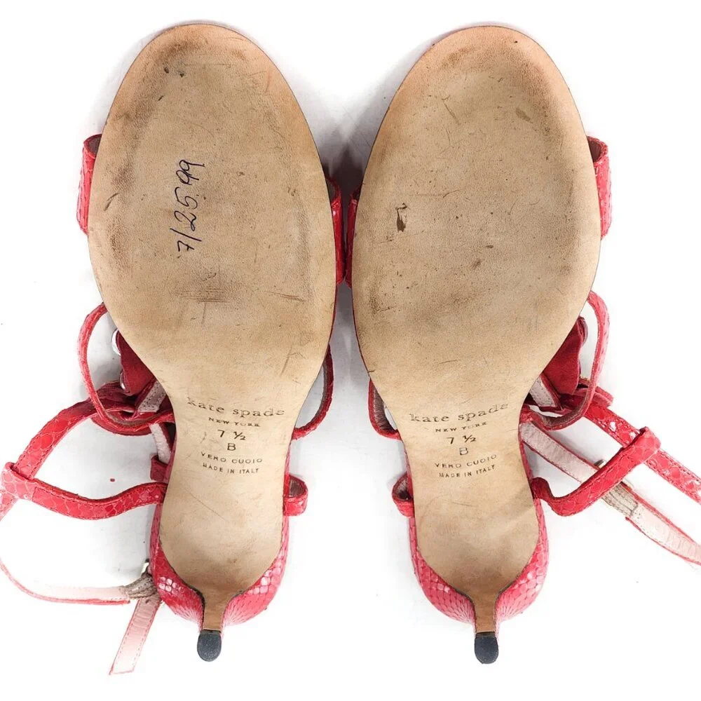 KATE SPADE Idalou Parrot Embellished Sandal Snake Embossed Leather‎